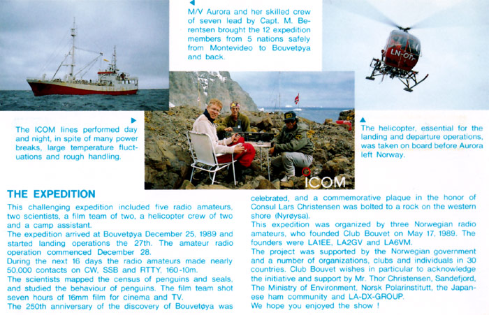 3Y5X DXpedition - past previous
                                DXpeditions to Bouvet Island